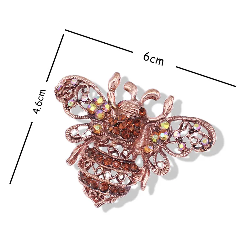 Vintage Red Bronze Plated Bee Brooch Rhinestone Crystal Pins With Yellow AB Color Stones Hot Sale Jewelry 2018 Item NO.: BH7036