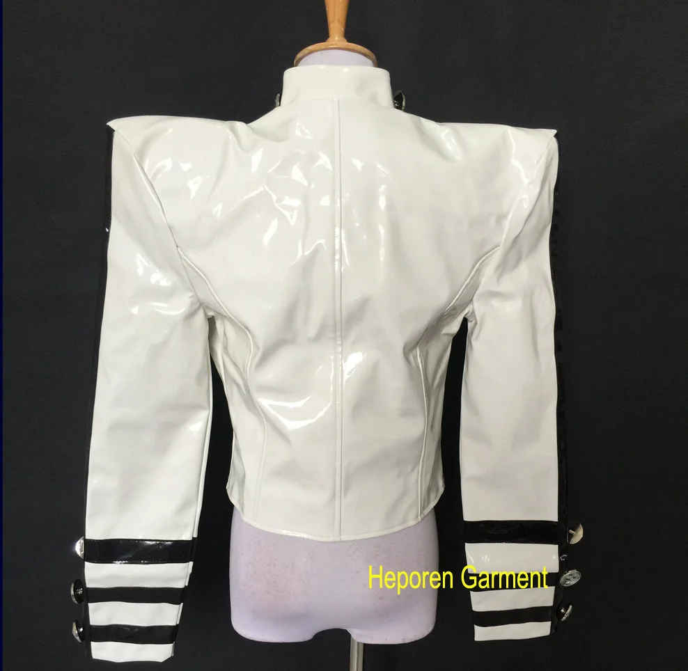 Ultra-light Atmosphere Black And White Patent Leather Shorts For Men And Women General Leather Jacket Singer Dj Costumes