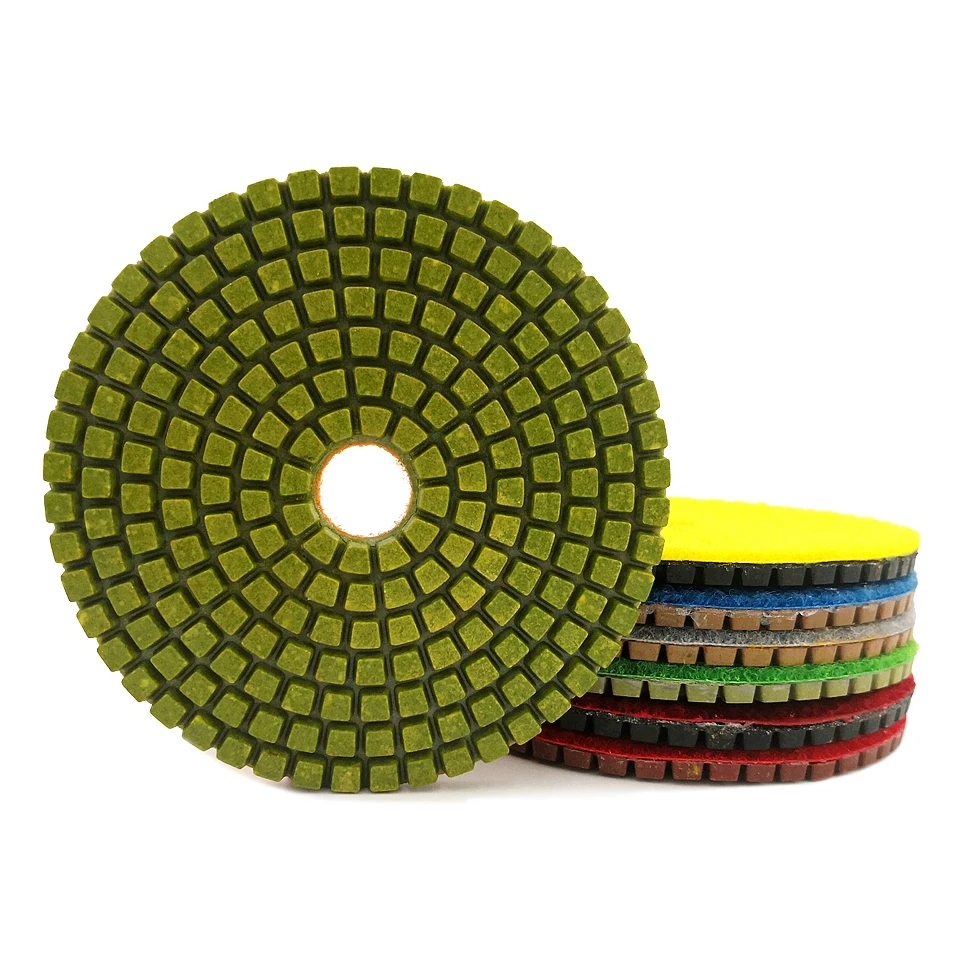 RIJILEI 7PCS/Set 4Inch Diamond Concrete Polishing Pads 100mm Resin Floor Grinding Tools Wet Polishing Stone Grinding Discs LW01