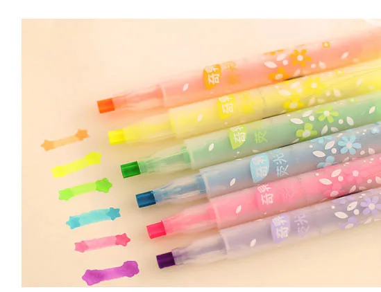 6-color Highlighter Marker 6  pens/lot, Star-shapped Tip, Super colorful ink, YGB00012