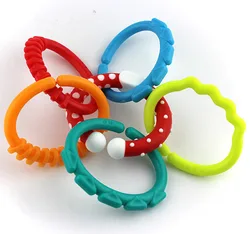 Baby diy teether BPA Free chewable teething Rainbow Molars chain Ring apron Grasping Cute sensoriel Toys for kids  0-12 months