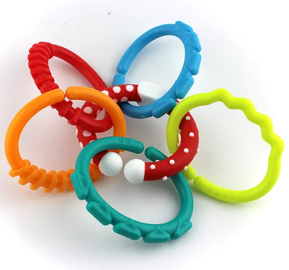 Baby diy teether BPA Free chewable teething Rainbow Molars chain Ring apron Grasping Cute sensoriel Toys for kids  0-12 months