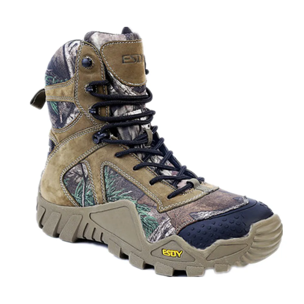 Outdoor Men's Hunting Fishing Tree Bionic Camouflage Boots Shoes Hiking Climbing Anti-Slip Shoes Autumn Winter Themal  Boots