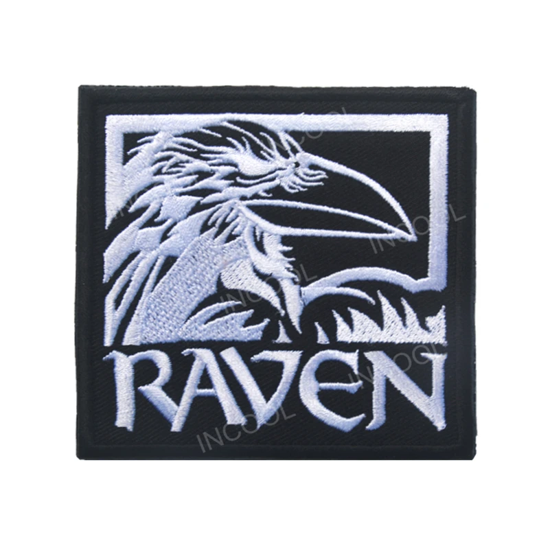 Embroidery Patch Cartoon Animal RAVEN Patch Hook&LOOP Appliques Embroidered Patches For Clothing Backpack