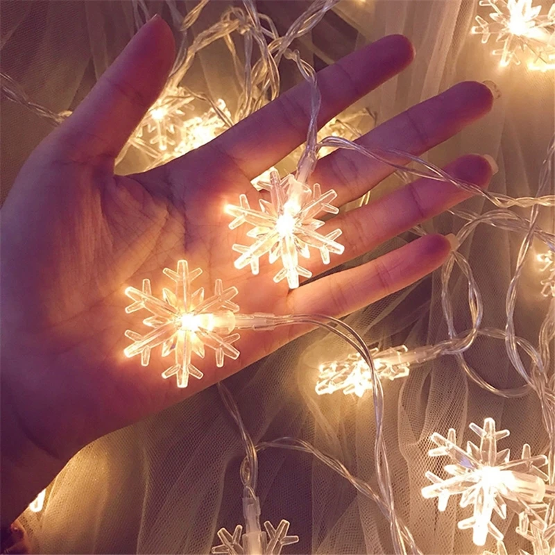 Imagem -06 - Led Snowflake String Fairy Lights Guirlanda Bateria Usb Árvore de Natal Quarto de Ano Novo Decoração de Dia dos Namorados m m 10m