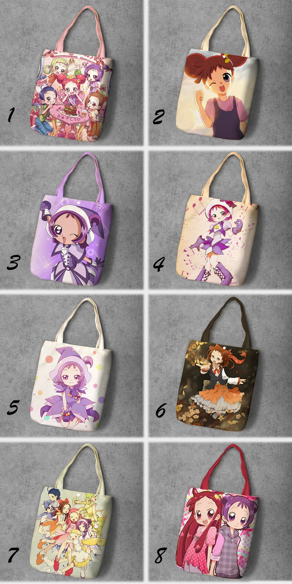 

Magical DoReMi Cartoon Printed Recycle Canvas Shopping Bag Large Capacity Customize Tote Fashion Ladies Casual Shoulder Bags