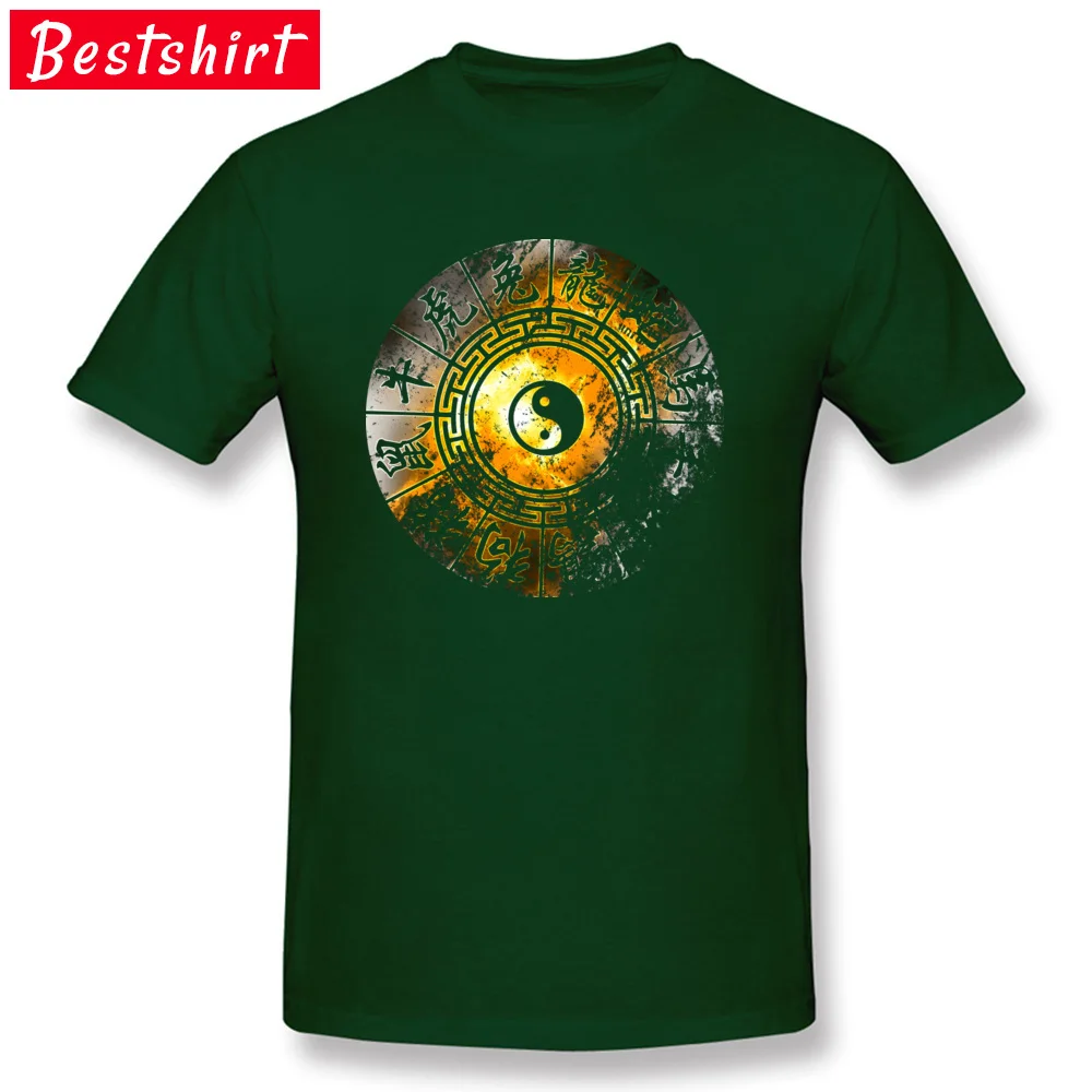 Chinese Zodiac CZ Yin Yang Tai Chi Symbol T Shirts Father Grandpa Cool T-Shirts Mens Sleeved Natural Cotton Comfortable Tshirts