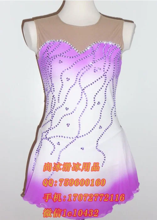 

purple white figure skating dresses for women competition skating dress custom ice figure skating clothing free shipping E33w