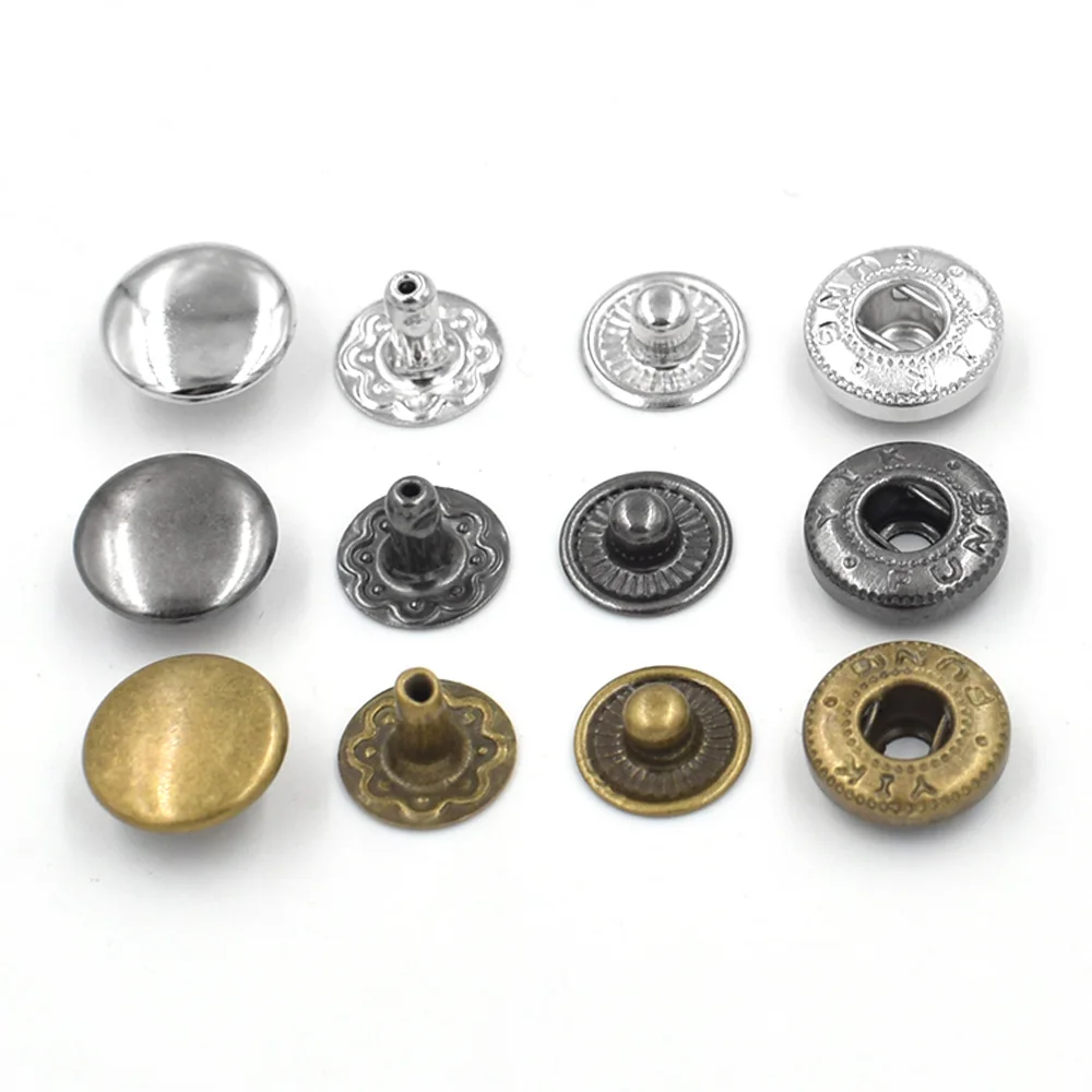 50 Sets 10 MM Metal Snap-Fastener Buttons Rivet Jacket Buckle Clothing & Accessories Sewing Repair Snaps