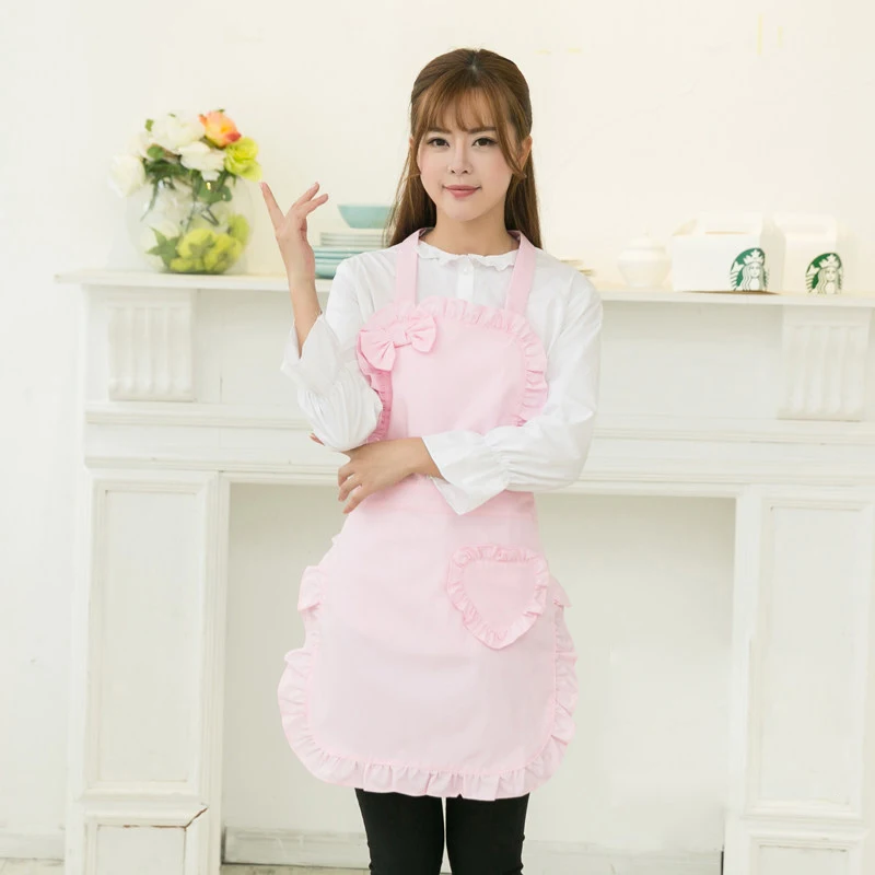 Pink Lolita Women Kitchen Cotton Apron Maid Ruffle Avental de Cozinha Divertido Tablier Cuisine Pinafore Baking Cooking Apron