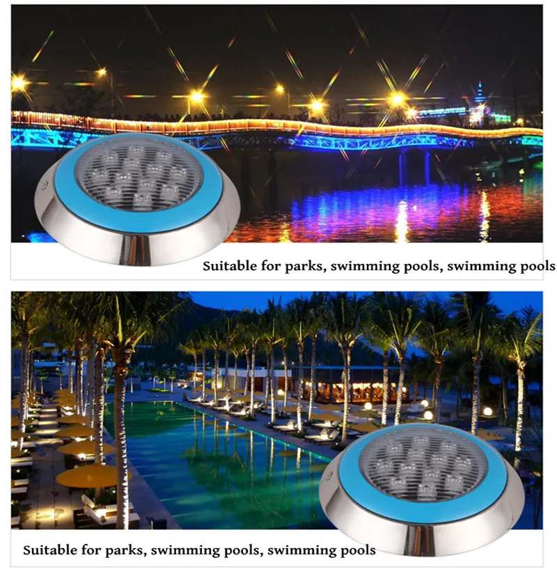 54W 72W LED Swimming Pool Light IP68 Waterproof AC/DC 12V Outdoor RGB remote control UnderWater Light Pond Led Spotlight Wall