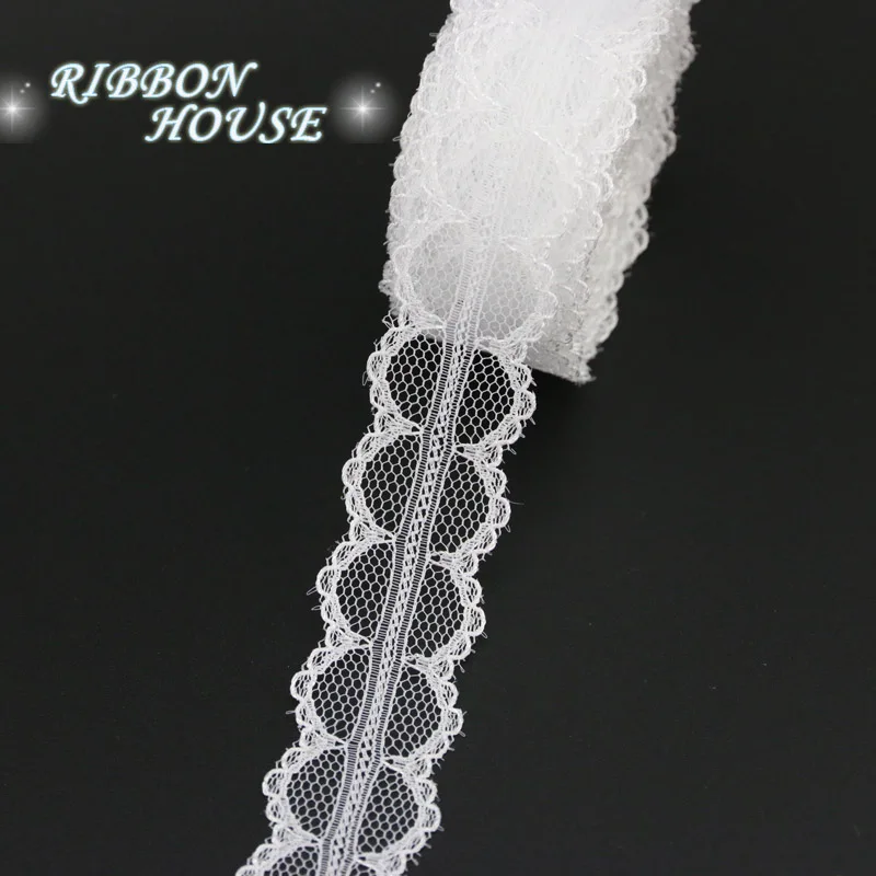 (5 yards/roll) White lace fabric Webbing Decoration Love gift packing Material (20/25/30/35/40mm)