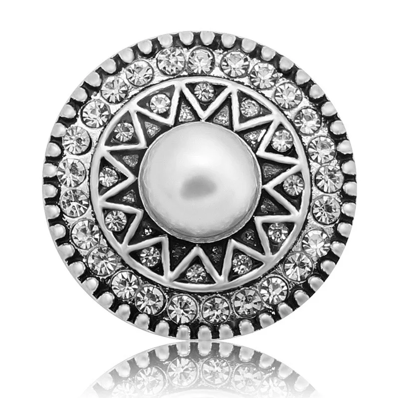 New beauty Crystal Pattern Pearl pattern 18mm snap buttons fit DIY 18MM snap buttons snap jewelry wholesale
