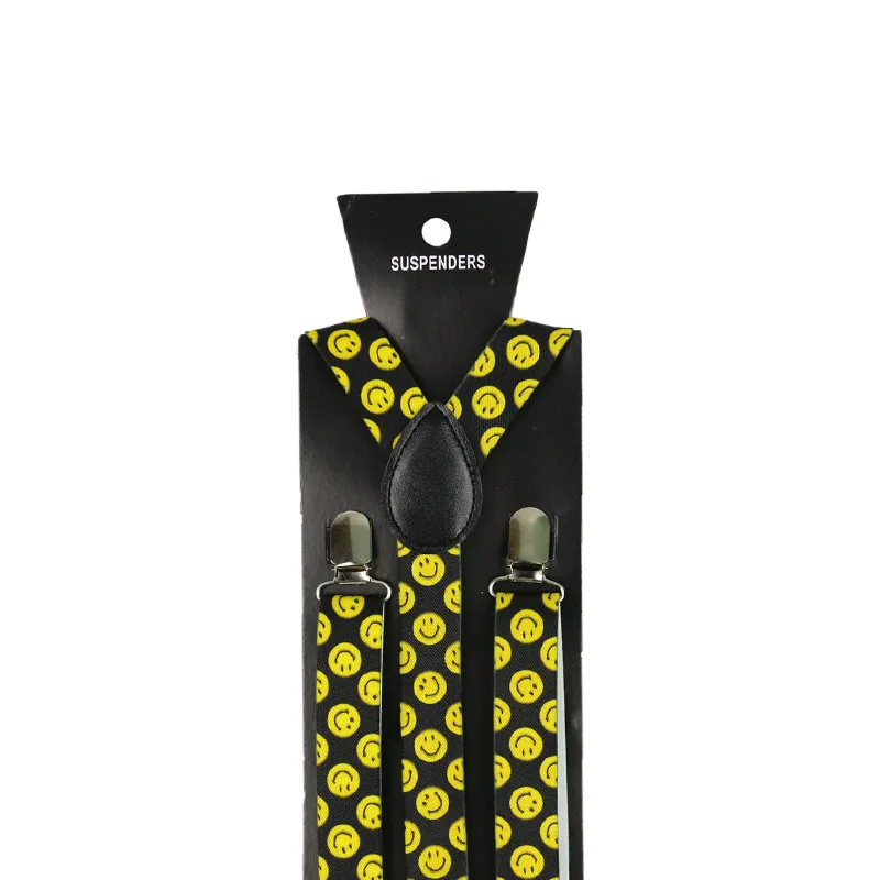 Sorriso amarelo/Happy Face Clip-on Cintas Elásticas Calças Calças Elastic Suspensórios 2.5 centímetros De Largura Suspensórios Roupas Unissex /Gallus