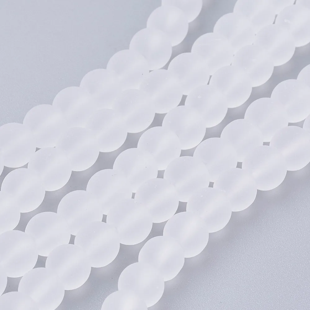 4/6/8mm Frosted Round Transparent Glass Bead Strands Loose Spacer Beads for Jewelry Making DIY Bracelet Necklace Accessories