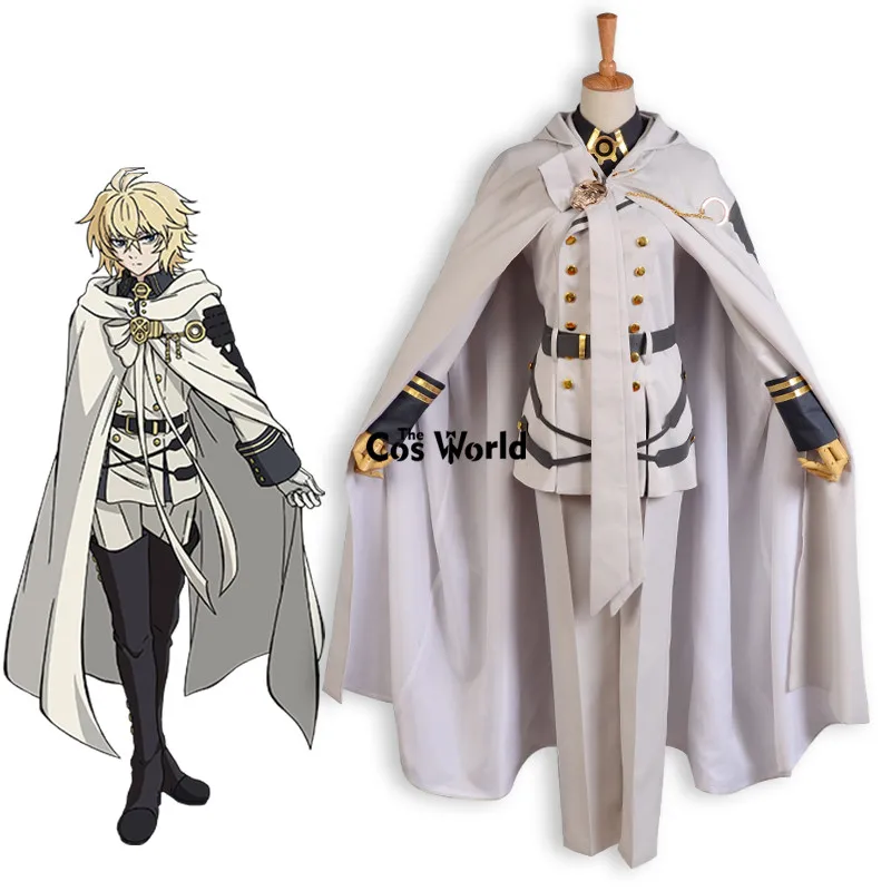 Seraph Of The End Mikaela Hyakuya Military Uniform Cloak Coat Shirt Pants Outfit Anime Cosplay Costumes