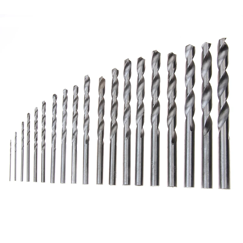 19PCS Titanium Coated HSS Twist Drill Bit 1-10mm High Speed Steel Straight Round Shank For Metal Drilling Durable Power Tool Kit