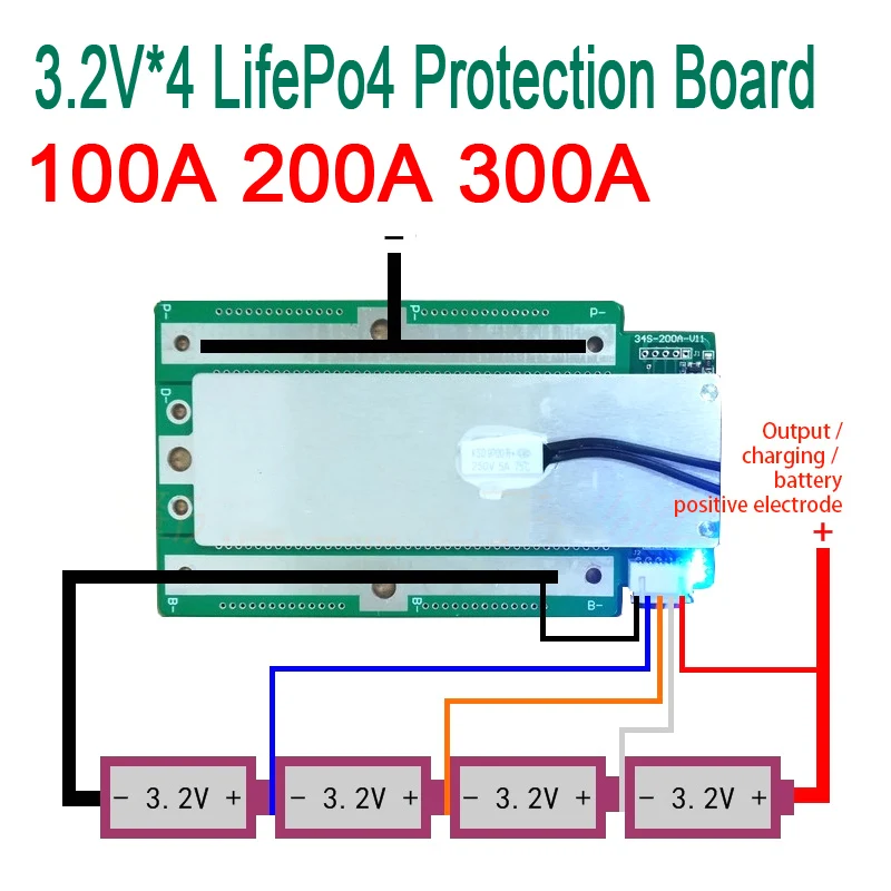 4S 12V 100A 130A 200A 300A 390A LifePo4 Lithium Protection Board 12.8V High Current Inverter BMS Motorcycle car start batteries 