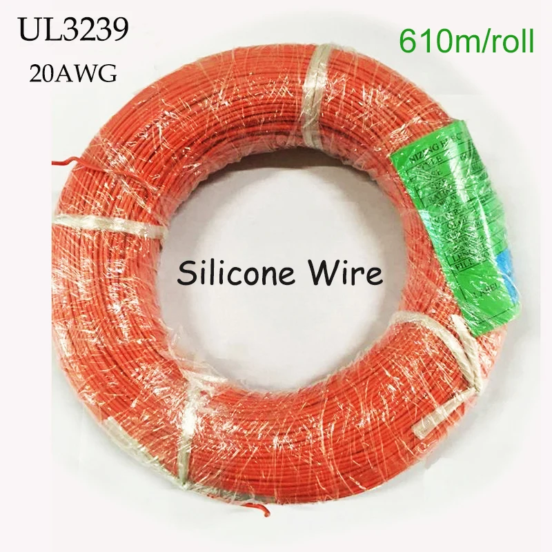 610m/Roll UL3239 20AWG Silicone Cable High-Voltage Appliance Silica Wire Tinned Copper Electric Wire Car Soft Silicone Rubber