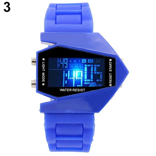 Cool Men\'s Oversized Design Light Digital Sports Plan Shaped Dial Electronics Wrist Watch