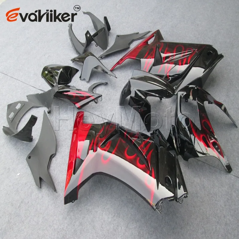 ABS Plastic fairing for ZX250R EX250 2008 2009 2010 2011 2012 red flames EX 250 08 09 10 11 12 motorcycle panels Injection mold