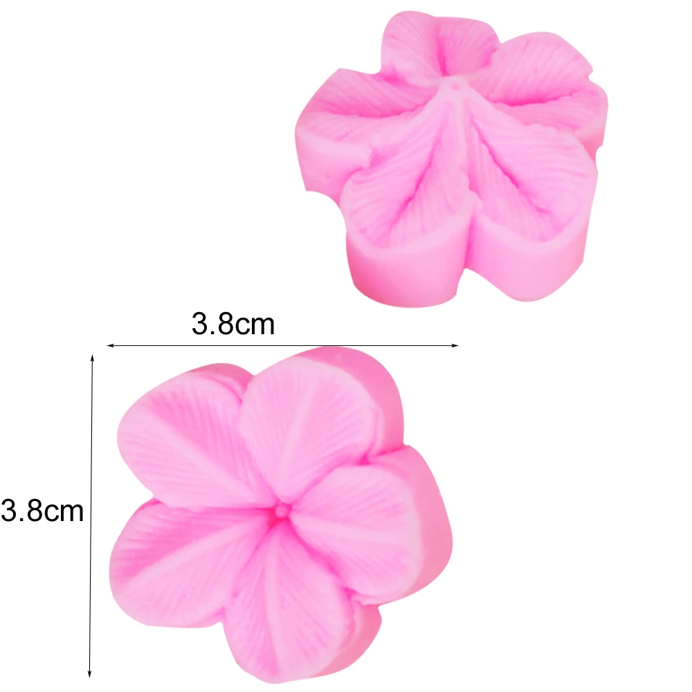 F1042 Plum Petal Flower Leaf Veiner Silicone Mold Cake Decorating Fondant Impression Flower Mold Sugarcraft Mold 4*4*2cm 2pcs