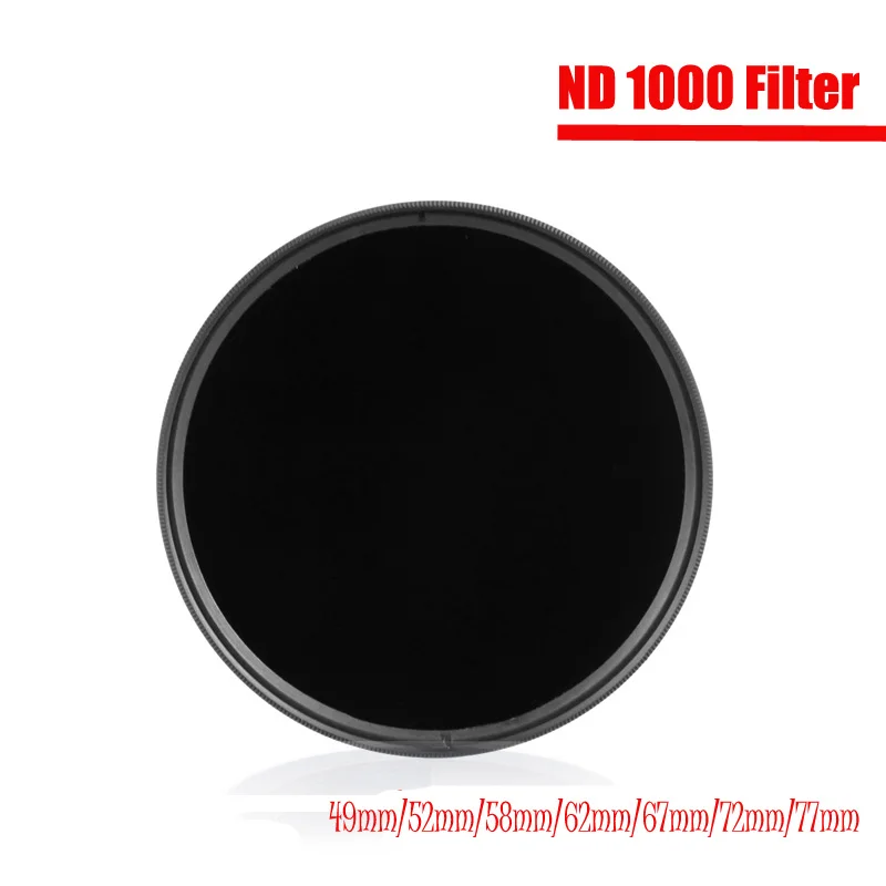 ND Filter ND1000 Neutral Density Filtors 49MM 52MM 55MM 58MM 62MM 67MM 72MM 77MM 82MM 95MM Photo for Canon Nikon Sony Camera