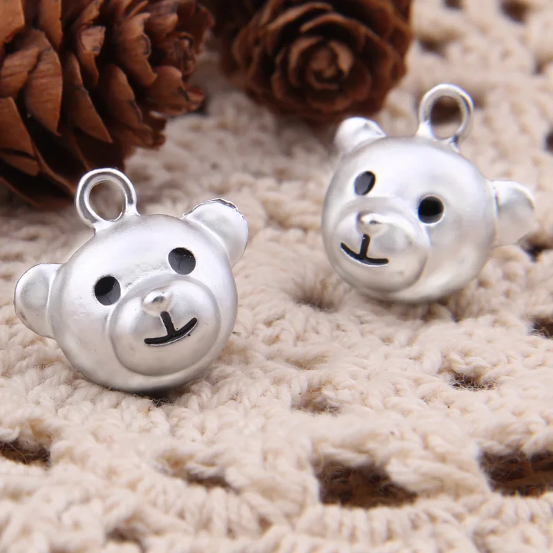 100pcs 18*18mm spray paint stereo cartoon cute bear pendant jewelry accessories pendant wholesale