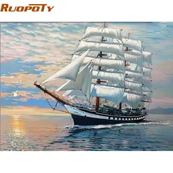 RUOPOTY Frame Sailing Boat DIY Painting By Number Modern Abstract Handpainted Oil Painting Home Decoration For Wall Art Picture