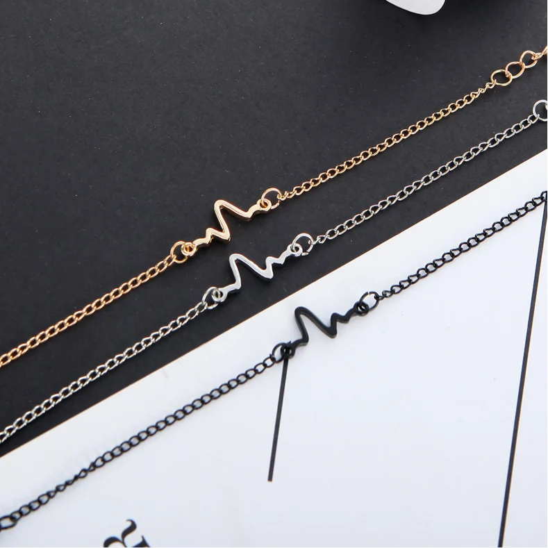 Women Men Waves Lightning Bracelet Fashion Simple Personality Design Couple Heartbeat Frequency Bracelet Pulseras Mujer