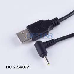 Black DC Elbow Power cable Plug USB To DC 2.5*0.7 2.5*0.7mm 2.5mm x 0.7mm 2.5x0.7 mm Jack Right Angle L shape charging Cable 1M