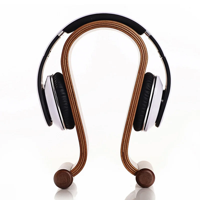 Soporte de madera en forma de Omega para auriculares, 1 pieza de exhibición de auriculares de madera para auriculares de Grado A K G Sennhei Sony de gran tamaño