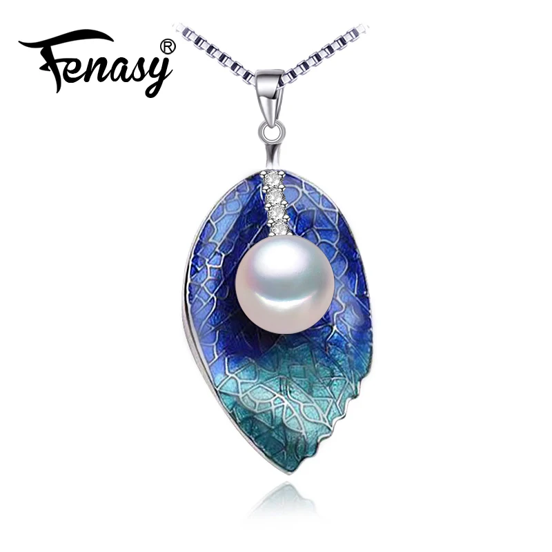 

FENASY Pearl Jewelry Genuine Natural Pearl Necklace For Women New 925 Sterling Silver Cloisonne Choker Pendant