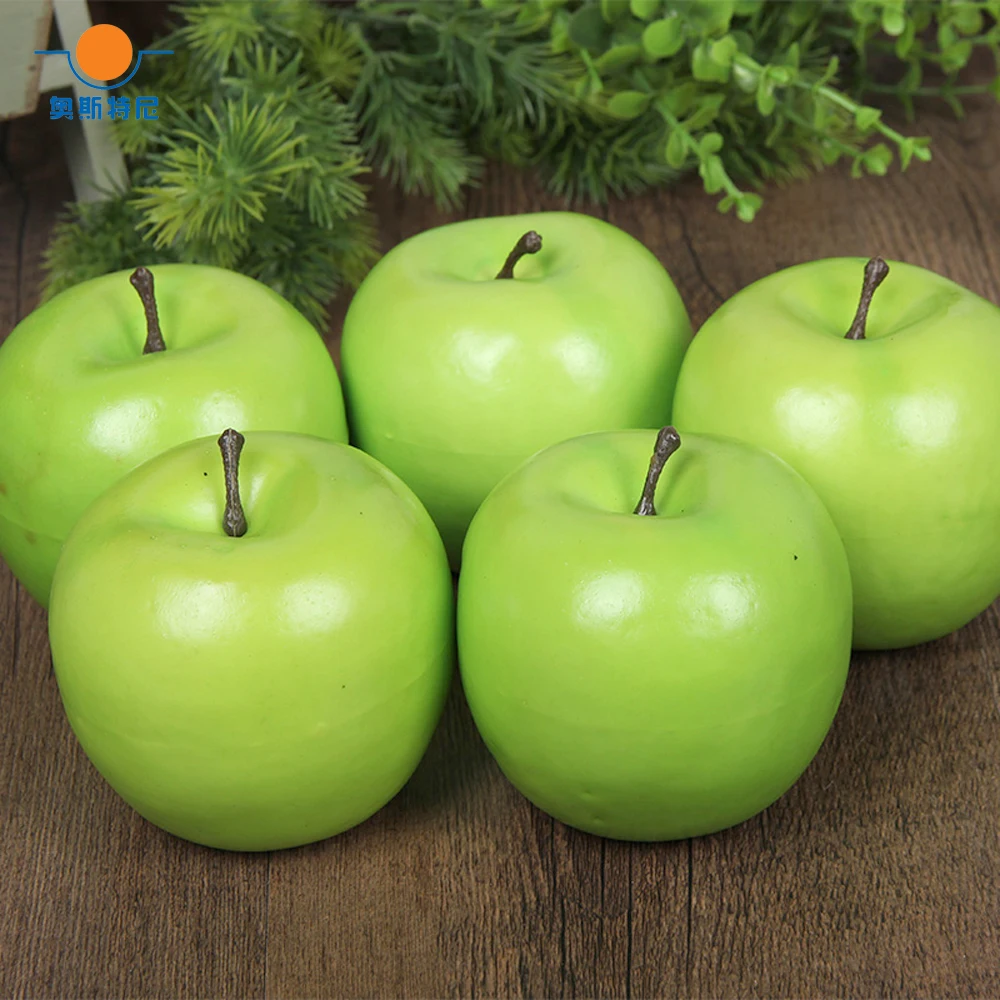 8pcs 8cm Size Plastic Fake Simulated Artificial green apple Fruit model