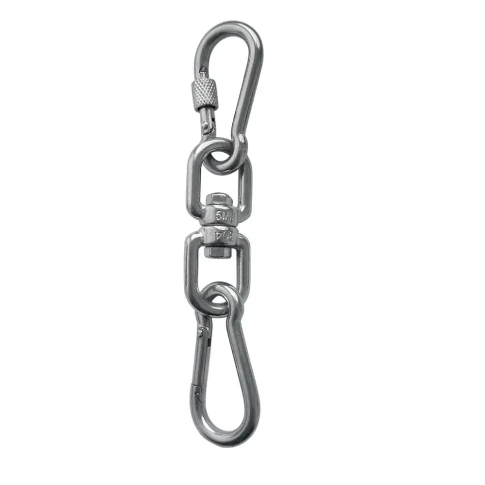 304 Stainless Steel Double Ended Swivel Eye Hook and Safety Carabiner Spring Snap Hook Swivel Shackle Ring Connector Set of 3