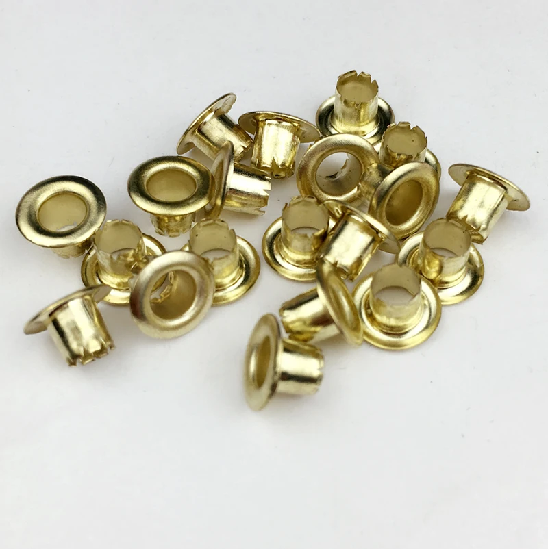 500 SET  Inner Diameter 4 mm Colored Eyelets Pores Metal  Holes Bags Decorative Gold Rivet