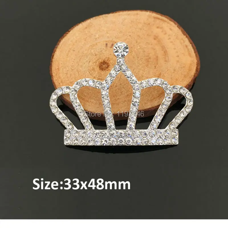 Large Flatback Full Crystal Rhinestone Crown Button Embellishment Accessories Craft For Hair Home Phone Case Decor 10pcs 33x48mm