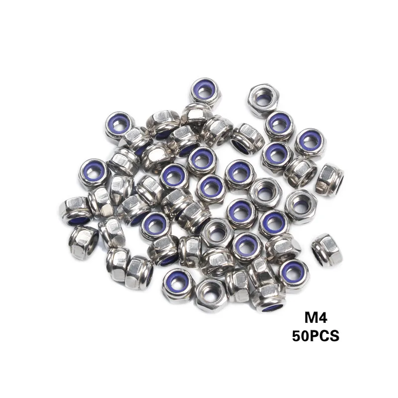 50Pcs M3 M4 M5 M6 DIN985 Galvanized Carbon Steel Self-locking Nut Lock Nut Locknut Slip Nylon Hex Nut