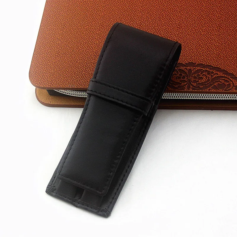 Leather black pencil case office student Stationery Multi Colors fashion pen bag wholesale