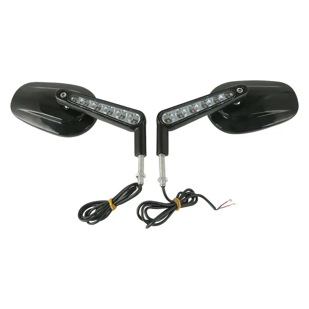 Motorcycle Muscle Rear View Mirrors LED Turn Signals For Harley VRSCF V-Rod 2009-2017 2016 2015 2014 1 Pair Black/Silver/Chrome image 5
