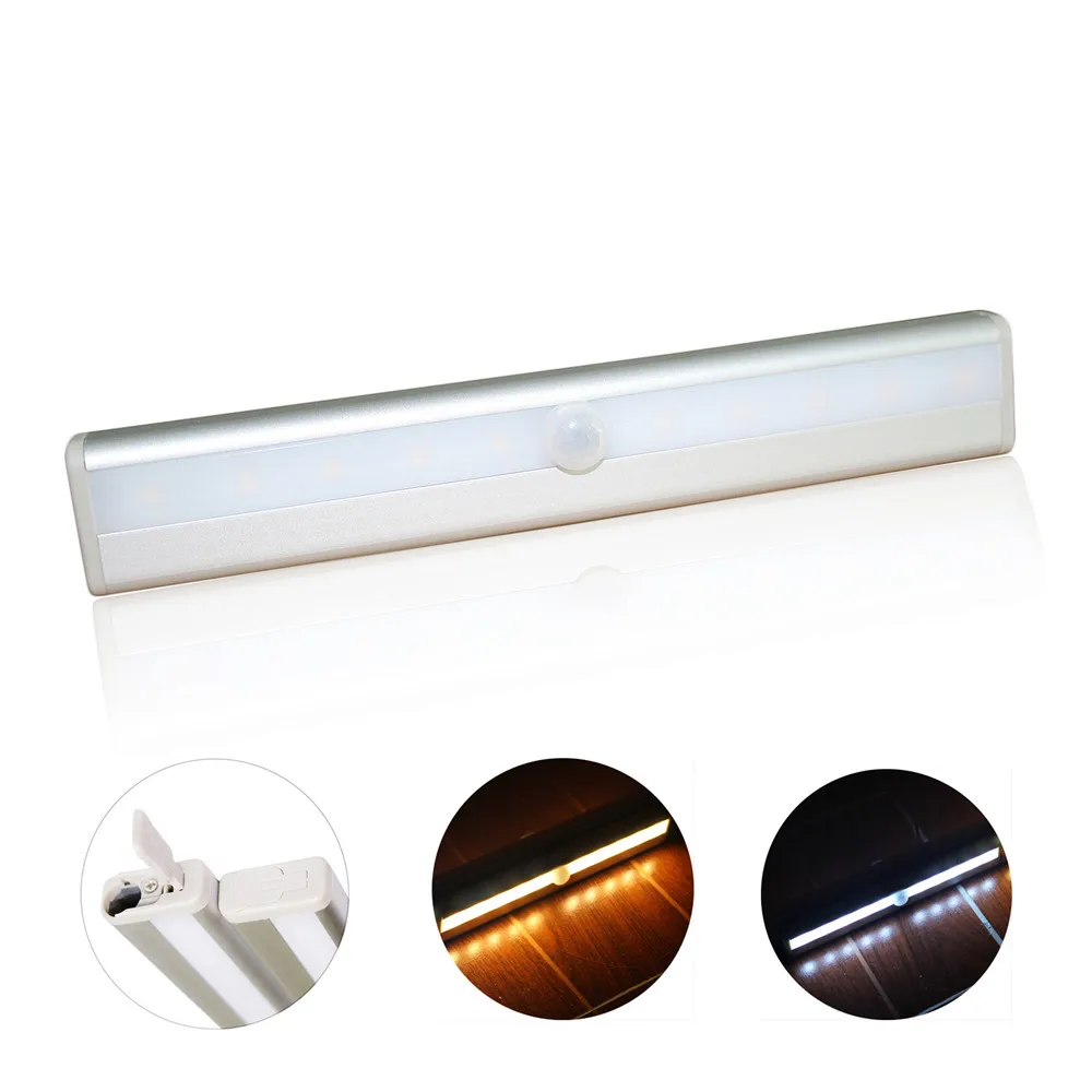 

Bright 10LED Wireless PIR Motion Sensor Night Light Lamp For Bedroom Cabinet Wardrobe Drawer Battery Power Stick On Lamp