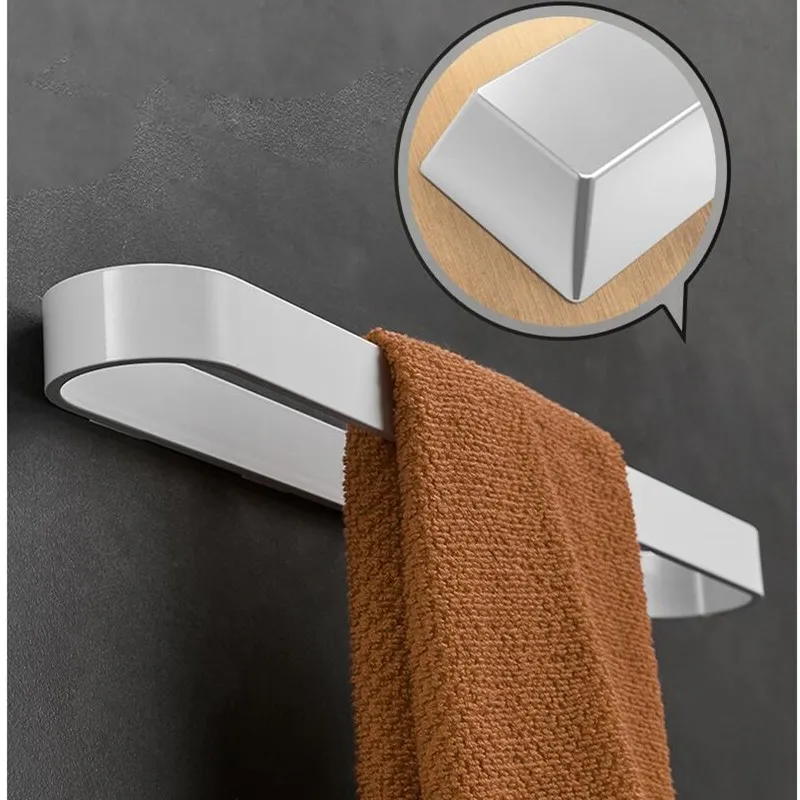 Nail free Solid Aluminum white Towel Bar Single Towel Rack Bathroom Matte white Towel Holder 30/40/50/60 cm
