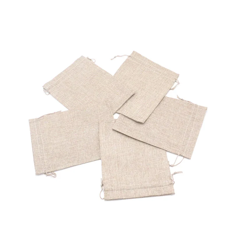 

Jewelry Packaging&Display 17*23cm Unbleached Sacks Natural Color Flax Fabric Pouches Earphone Storage Bag