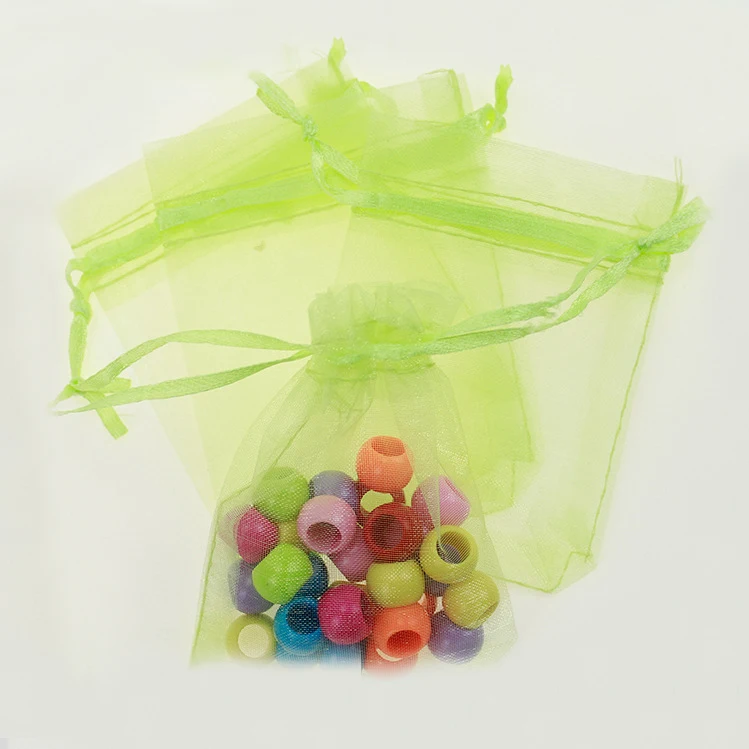 10*15 cm 50 stks Lichtgroen Gift Bags Voor Sieraden/bruiloft/kerst/verjaardag Garen Zak met Handvatten Verpakking Organza Zakjes