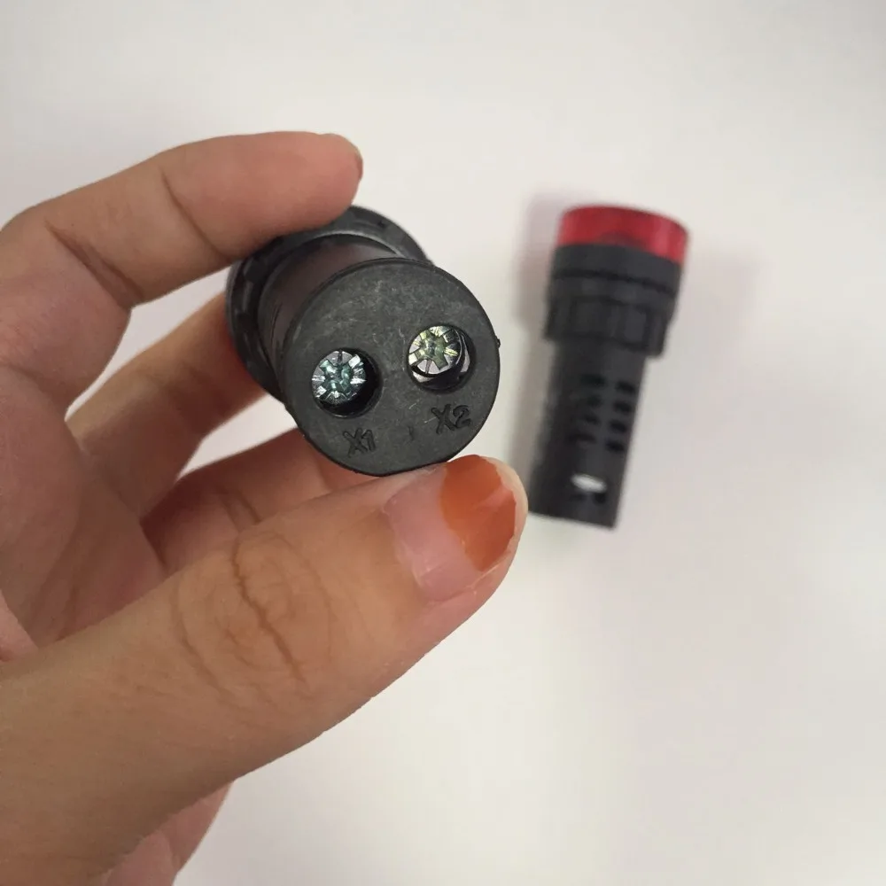 2 قطعة AC 220V 22 مللي متر الطنان تحذير الأحمر LED حادث ضوء مؤشر الإشارة AD16-22SM