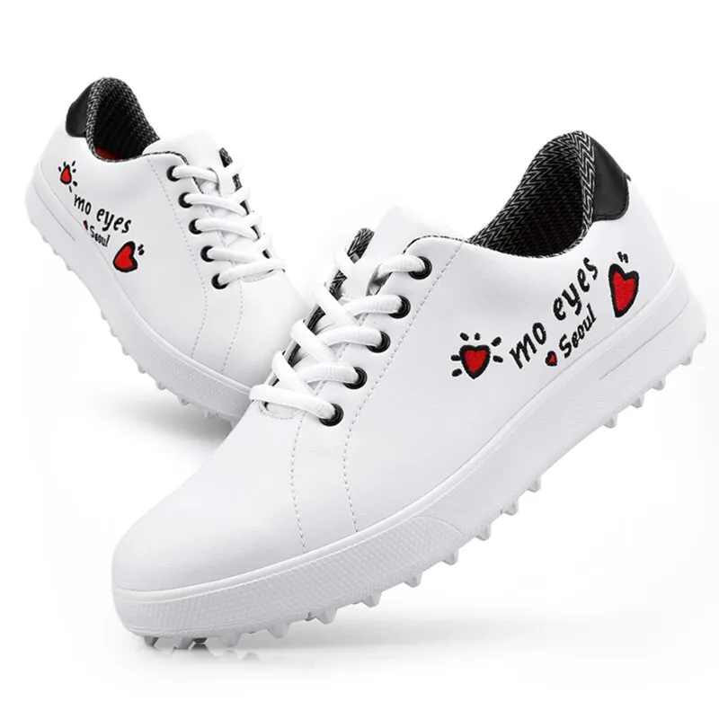 

2019 New Womens Golf Shoes Ladies Waterproof Shoes Korean Style Microfiber Leather Outdoor Sports Non-slip