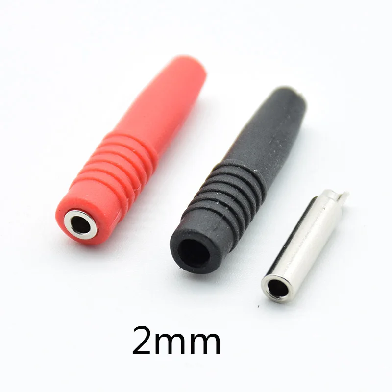 4pcs (2pcsRed&2pcs black) Brass 2mm Banana Female Insulated Jack Plug Wire Solder Connector