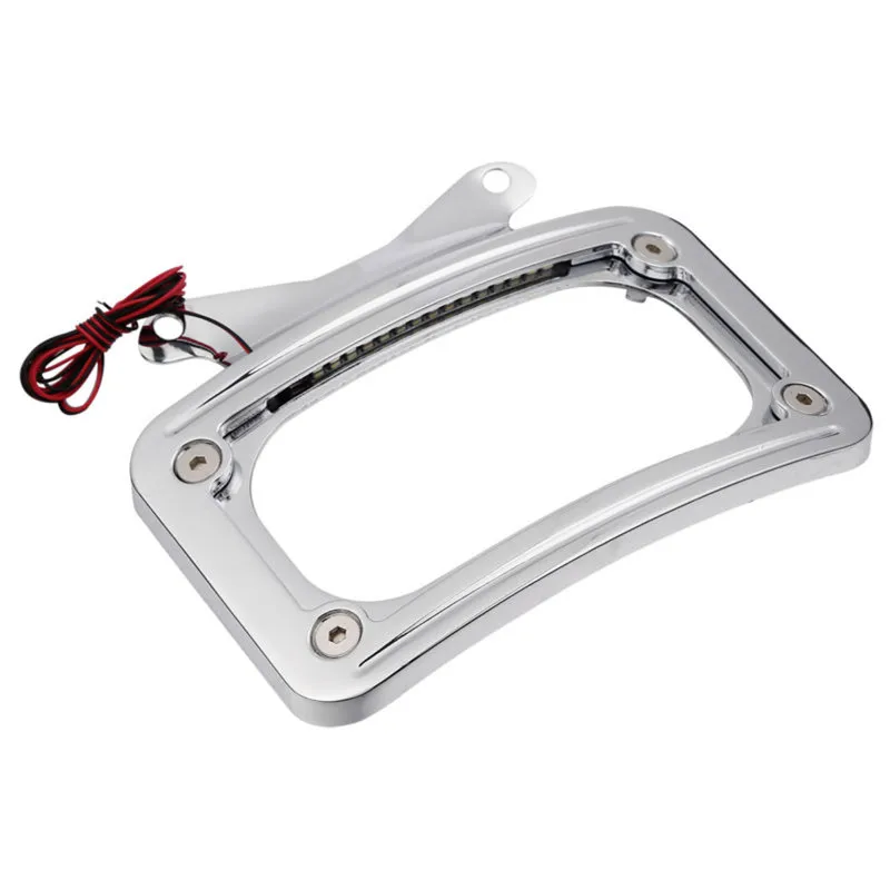 Motorcycle Curved Laydown License Plate Mount Frame Light For Harley Touring Road Glide Road King Street Glide 2017-2023 18 2019