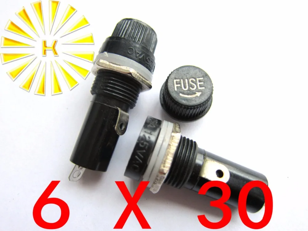 

6*30mm 15A 125VAC 10A 250VAC Black Fuse Holder FH-101 x 200pcs