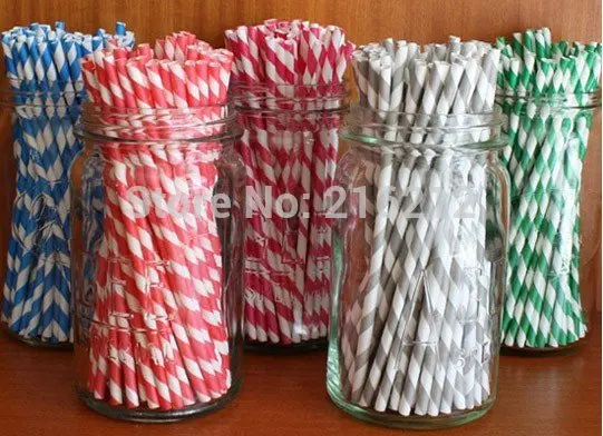 Mixed Striped and Polka Dot Drinking Paper Straws,striped paper party straws Vintage, Retro paper